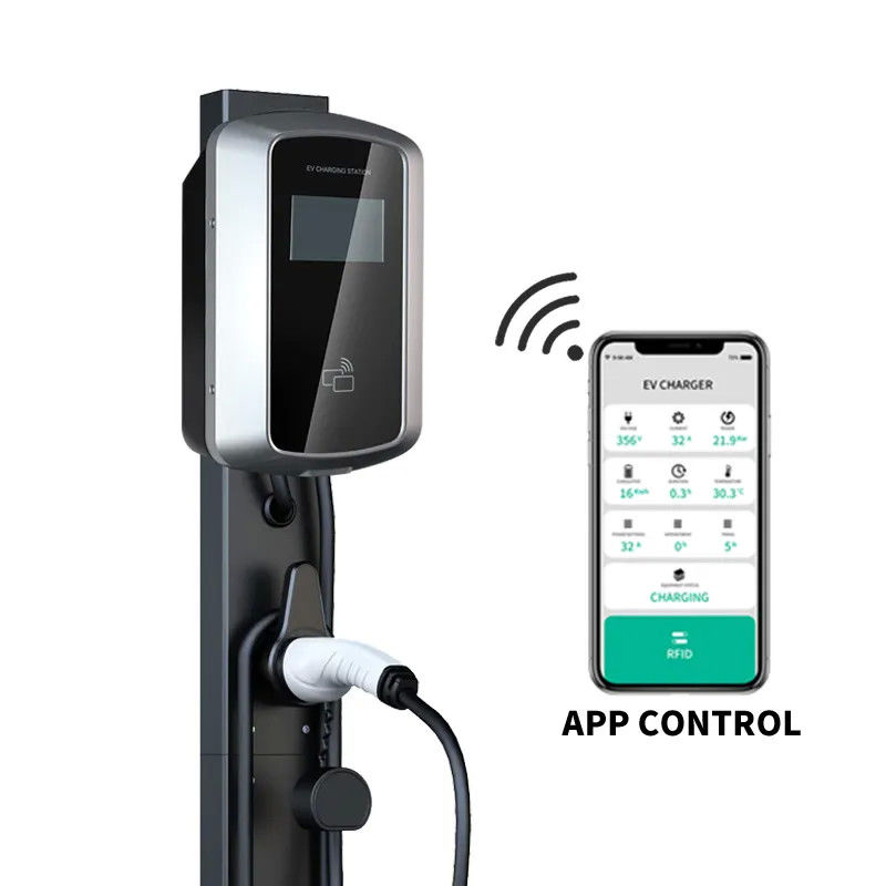 Tarjeta RFID WiFi Bluetooth Estación de carga de vehículos eléctricos montada en la pared Cargador de automóviles de corriente alterna 16A 380V