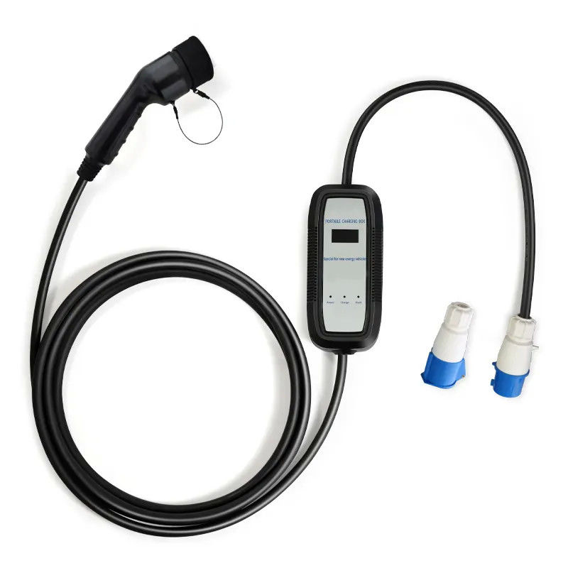 Cargador portátil AC EV a prueba de rayos 32A tipo 1 y tipo 2 con pantalla