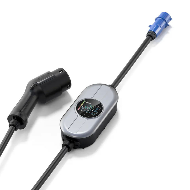 Tipo - 2 prenda impermeable portátil actual ajustable del cargador de la CA EV de Lamp OLCD del piloto del IEC