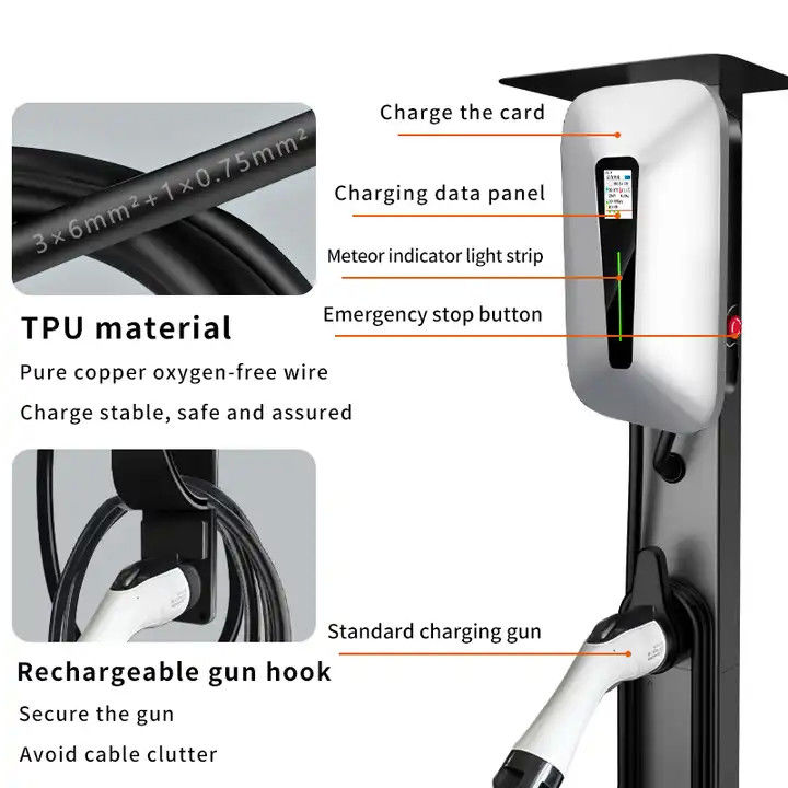 Tipo 1 y Tipo 2 cargador de EV de pantalla LCD RFID para todos los vehículos eléctricos